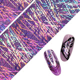 Nail Art Foil Paper / Purple Holo Rays Lines Rainbow Holographic