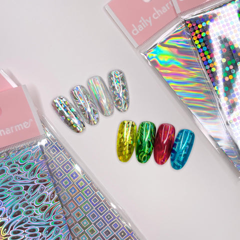 Nail Art Foil Paper / Holo Abstract Swirls Silver Holographic 420 Psychedelic Design