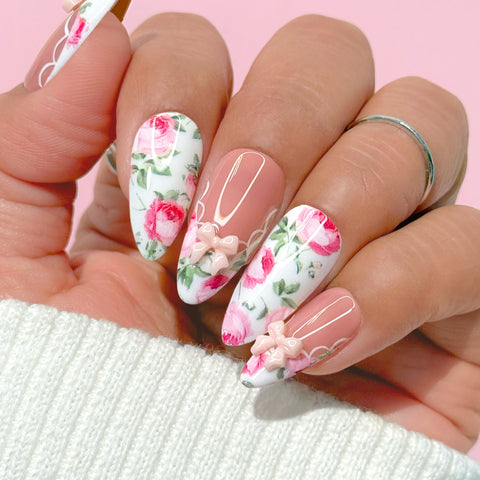 Daily Charme Nail Art Floral Transfer Foils / Victorian Gardens Roses Pink
