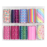 Nail Art Foil Box Set Rainbow Pop Heart Star Leopard Y2K GenZ Retro Trend Polka Dots Zebra