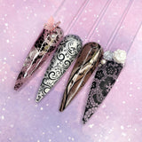 Nail Art Foil Box / Intricate Laces / Black Wedding Goth Trend