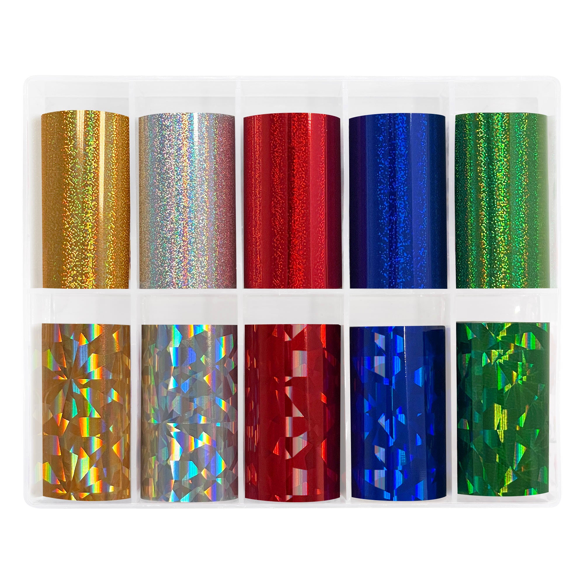 Nail Art Foil Box / Festive Holoday Red Blue Green Silver Gold Holo Holographic Design Good Quality