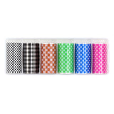 Nail Art Foil Box / 6 Designs/ Checkered Chic Pattern Design Black Green Blue Pink