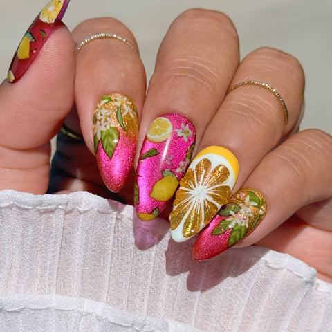 Nail Art Foil Box / 6 Designs / Summer Fruit Strawberry Lemon Coconut Tropical Designs