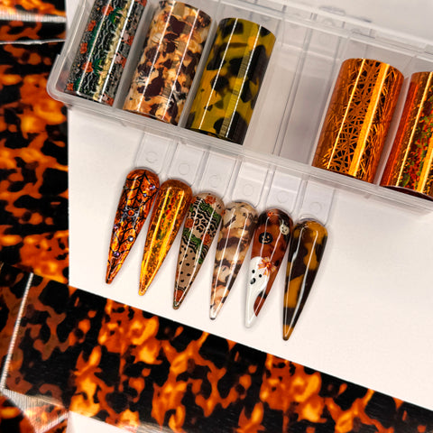 Nail Art Foil Box Autumn Tortoise Tortie Holographic Fall Design Foil Box