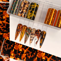 Nail Art Foil Box Autumn Tortoise Tortie Holographic Fall Design Foil Box