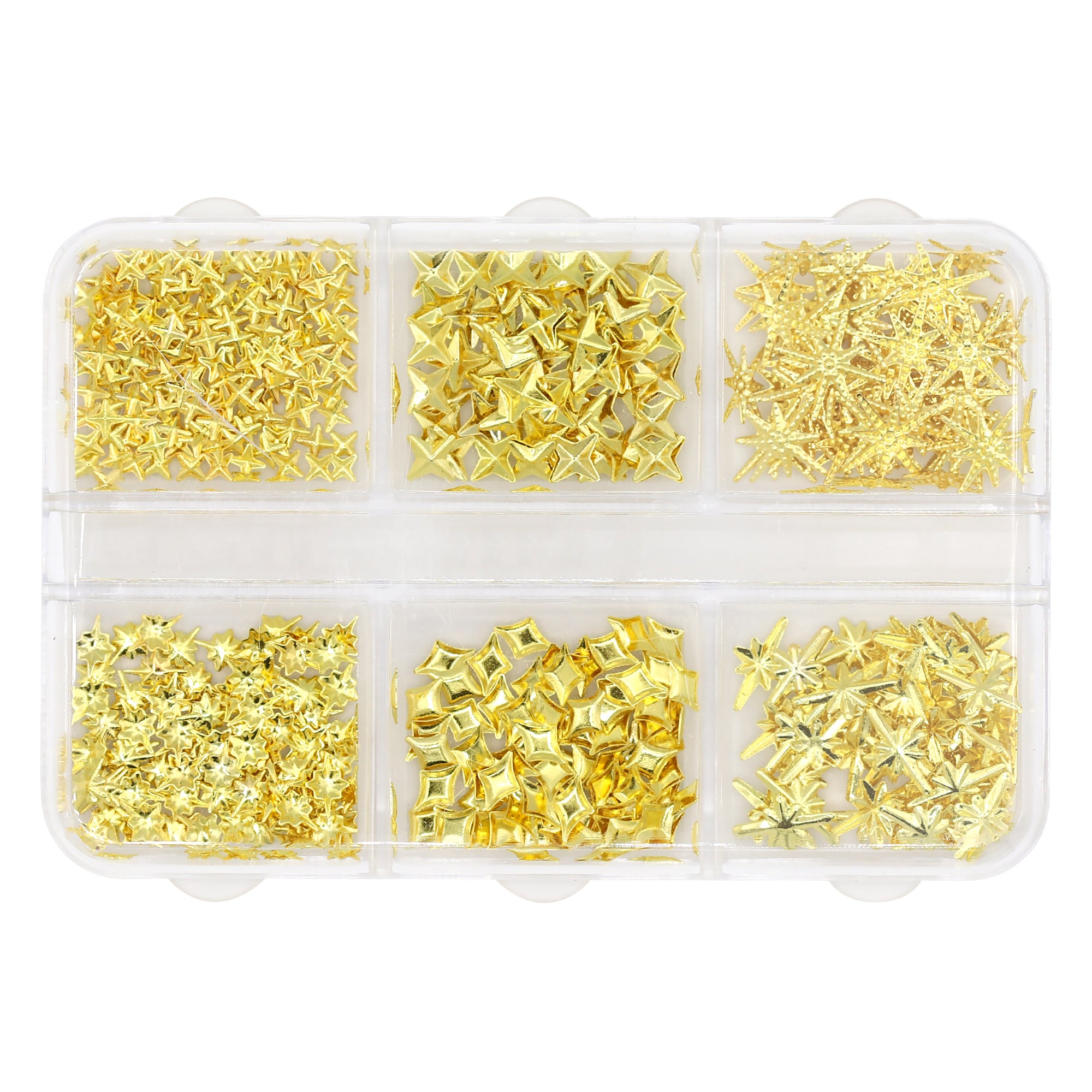 Nail Art Decor Celestial Sparkle Studs Mix Box Set / Gold Stars 3D Embellishments