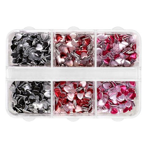 Nail Art Decor Queen of Hearts Studs Mix Box Set Valentine's Day Musthave Red Pink Black
