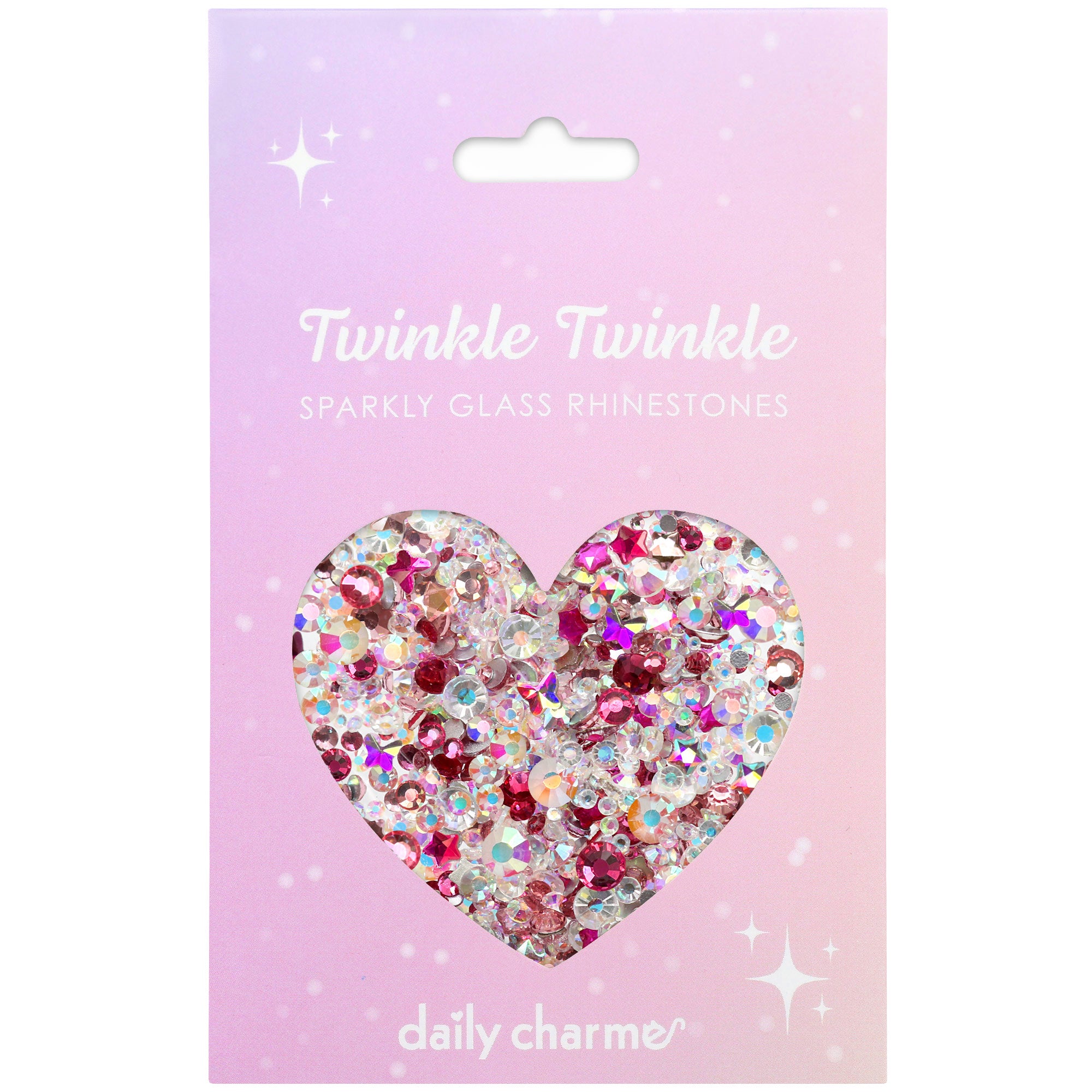 Heart Butterfly Flatback Starry Flutter Spring Pink Iridescent AB Nail Art Crystals Twinkle Twinkle 