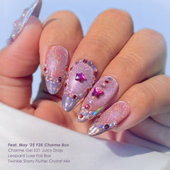 Heart Butterfly Flatback Starry Flutter Spring Pink Iridescent AB Nail Art Crystals Twinkle Twinkle 