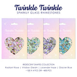 Twinkle Twinkle Shaped Rhinestone Mix Pastel Iridescent Collection / 4 Colors Pink, Blue, Purple, Green Nail Art Supplies