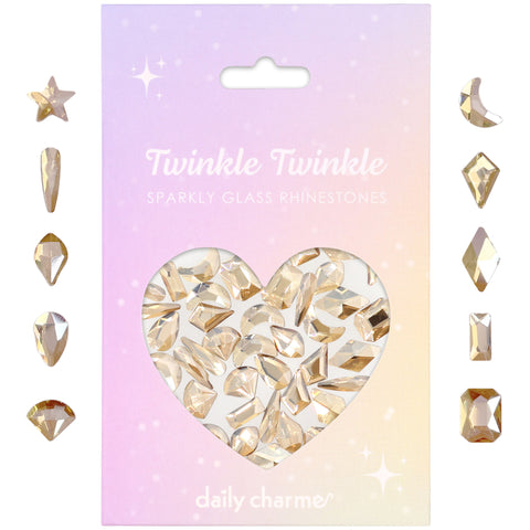Twinkle Twinkle Shaped Flatback Rhinestone Mix / Golden Shadow Gold Nail Art Supplies