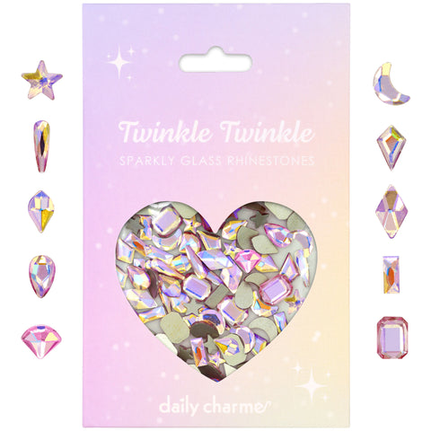 Twinkle Twinkle Shaped Flatback Rhinestone Mix / Radiant Rose Pink Nail Art Supplies