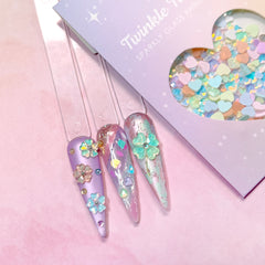 Twinkle Twinkle Pastel Heart Flatback Rhinestone Mix Nail Art Crystal Quality Rainbow Iridescent
