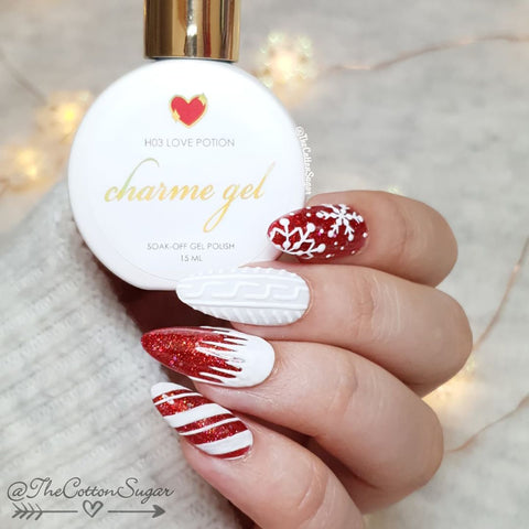 Charme Gel / Holographic H03 Love Potion Red Gelly Nail Polish Christmas Nail