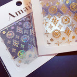 Amaily Japanese Nail Art Sticker / Damask Pattern / Gold Quality Premium