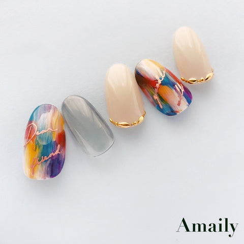 Amaily Japanese Nail Art Sticker / Cursive Letters / Rose Gold Holo Holographic Limited Edition