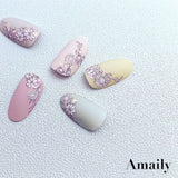 Daily Charme Amaily Japanese Nail Art Sticker Embroidery Flowers White