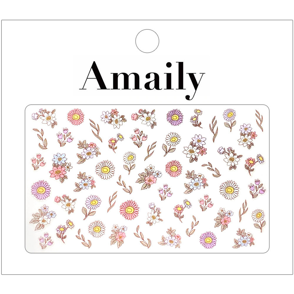 Daily Charme Amaily Japanese Nail Sticker Embroidery Flowers Colorful