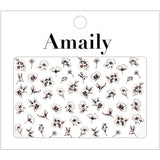 Amaily Japanese Nail Art Sticker / Classical Flowers / Black and White