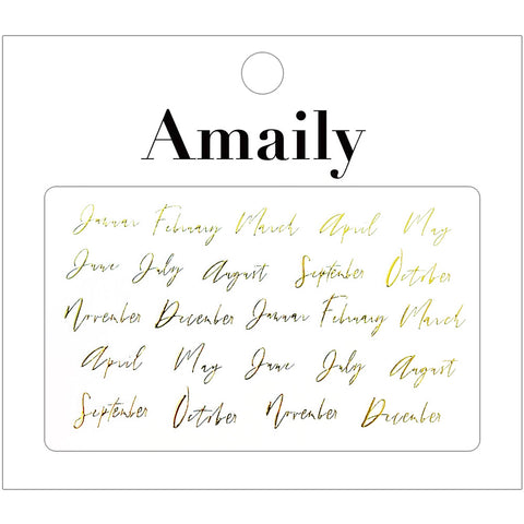 Daily Charme Amaily Japanese Nail Art Sticker / Gold Months Lettering 