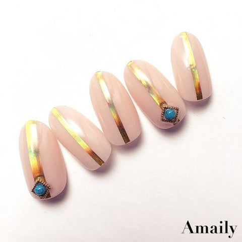 Amaily Japanese Nail Art Sticker / Lines / Gold Holographic