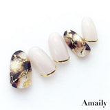 Amaily Japanese Nail Art Sticker / Cursive Letters / Gold