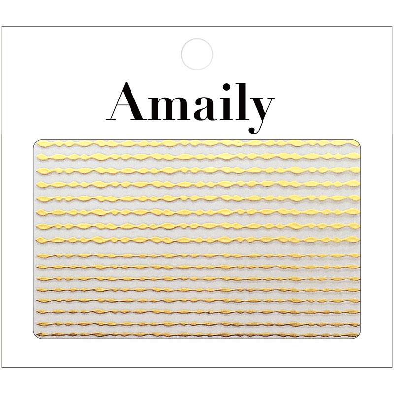 Amaily Japanese Nail Art Sticker / Wavy Lines / Gold