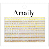 Amaily Japanese Nail Art Sticker / Wavy Lines / Gold