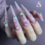 Celestial Hearts Nail Charm Mix / Gold / Red & Pink