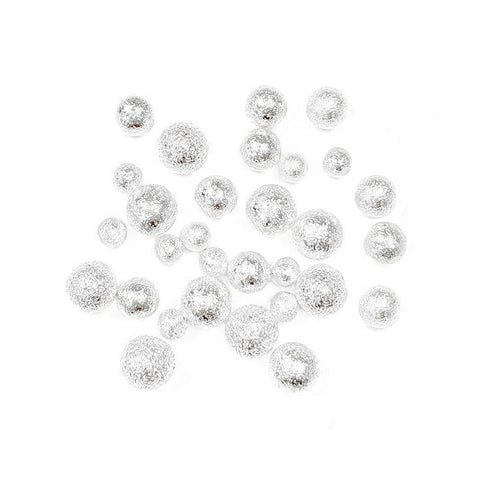 Nail Art Silver Textured Metallic Round Beads No-Holes Matte