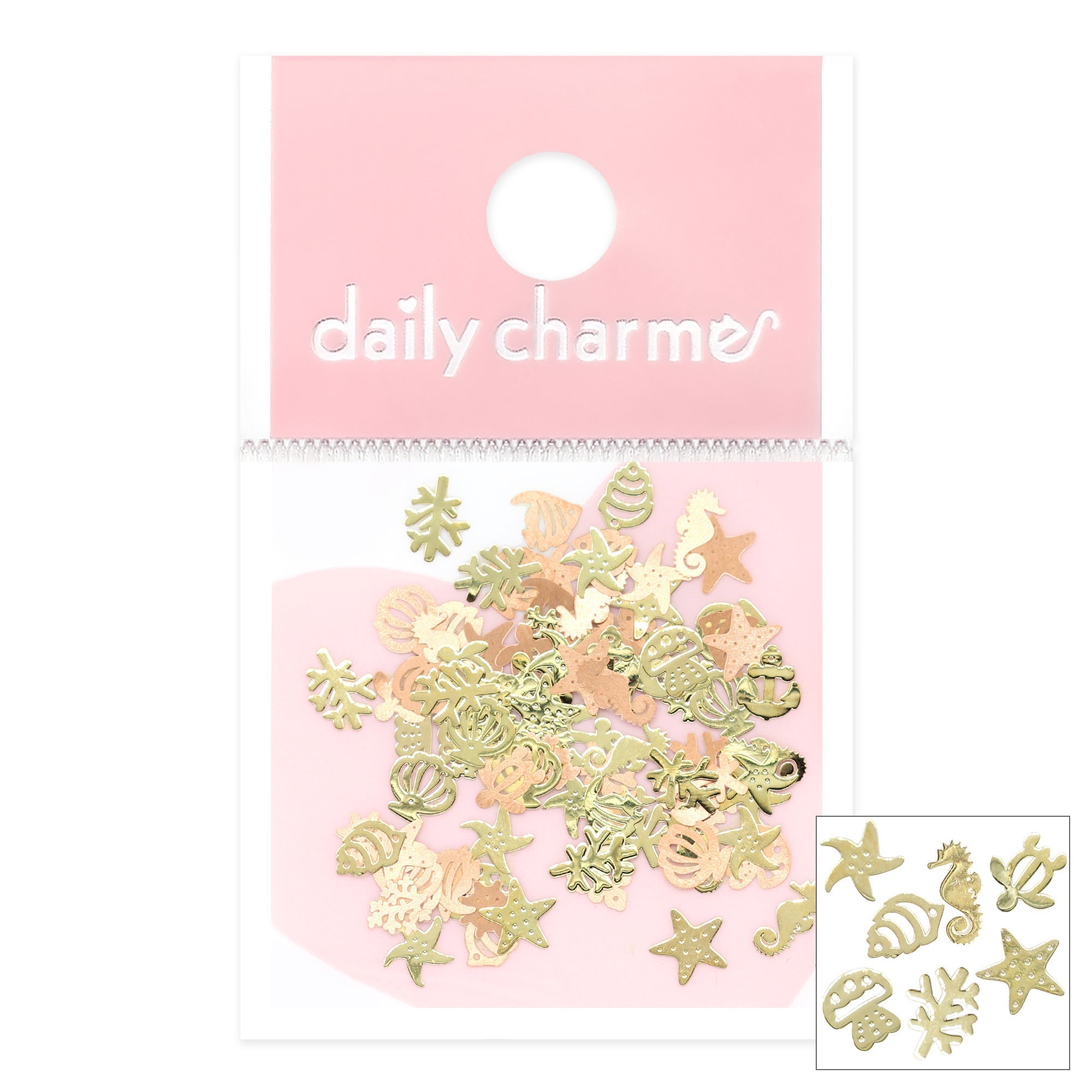 Daily Charme Nail Art | Under the Sea Gold Metallic Stud Mix