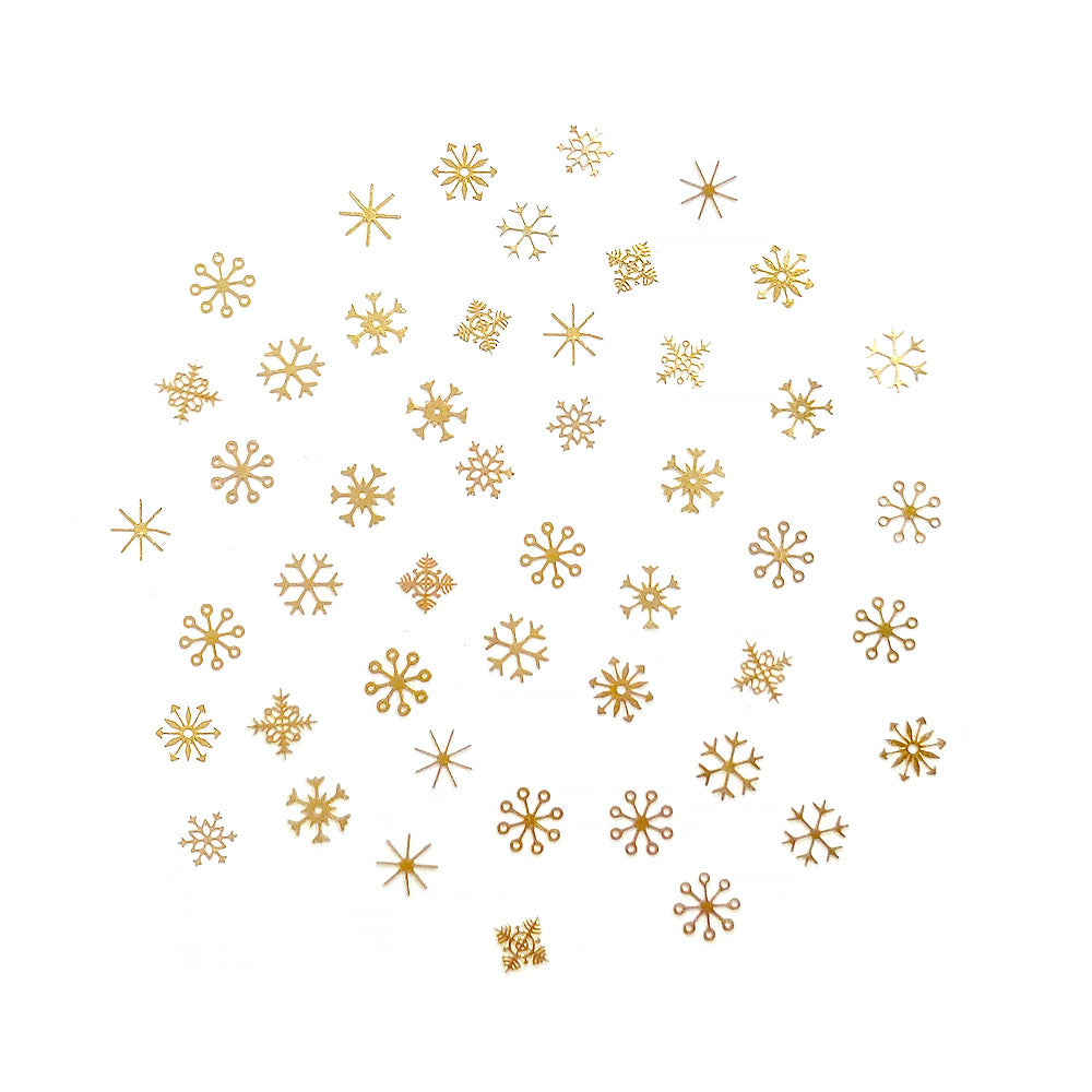 Daily Charme Nail Art Supply Sparkling Snowflake Stud / Gold
