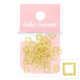 Nail Art Supply 3D Gold Beaded Square Frame / Gold Metallic Studs