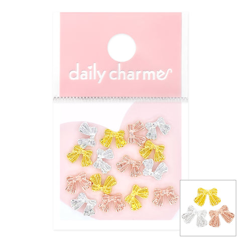 Daily Charme Nail Art | Dainty Lace Bow Mix Metallic Nail Charms