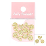Daily Charme Nail Art | Gold Textured Shape Mix Circle Square Heart Japanese Nail Art Charms