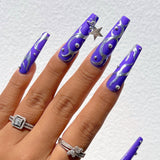 Daily Charme Nail Art | Celestial Dangles Mix / Silver Charme Gel Iris Purple Polish Tribal Tattoo Nails