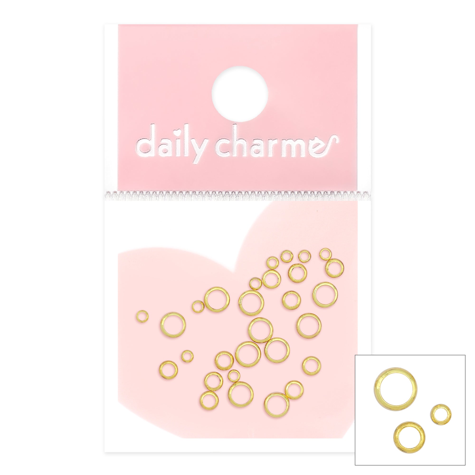 Dainty Circle Rings Mix / Gold Nail Decor Studs Japanese