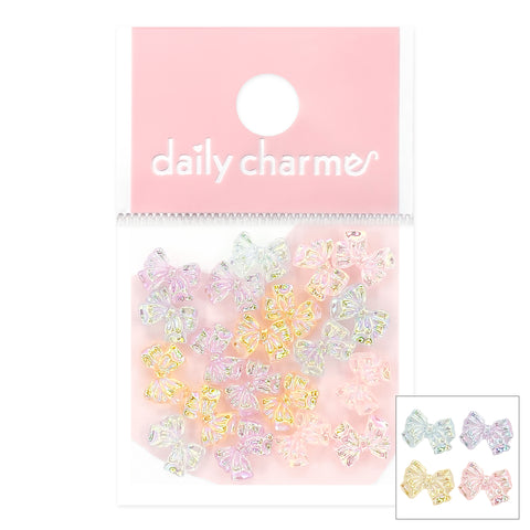 Daily Charme Nail Art | Iridescent Pastel Ribbon Bow Resin Cabochons Mix