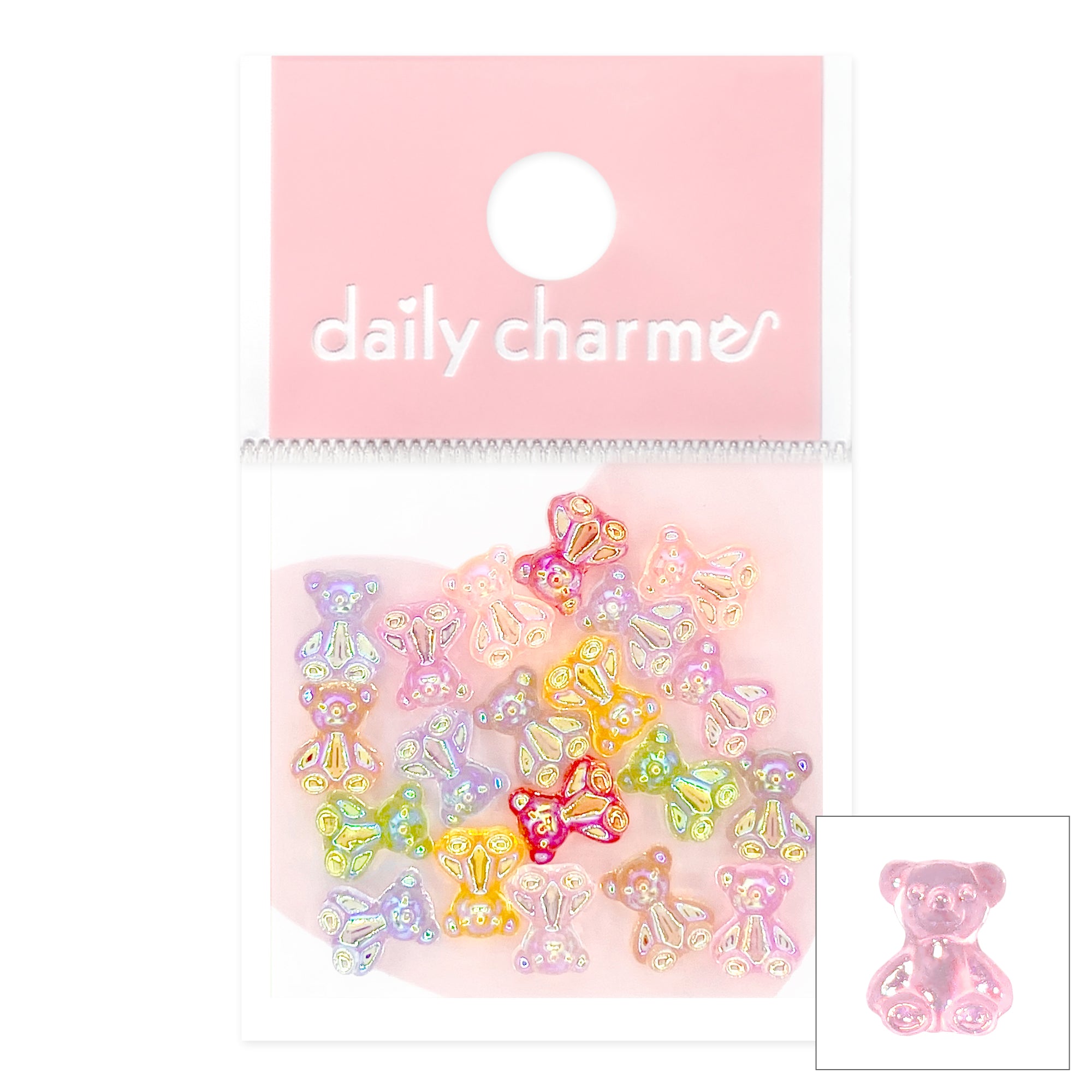 Daily Charme Nail Art | Mini Iridescent Teddy Bear Resin Cabochons