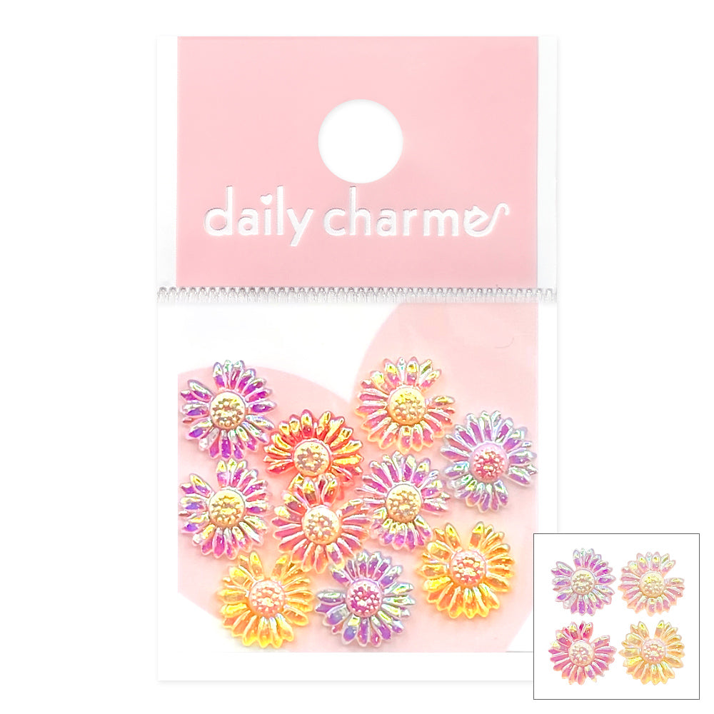 Daily Charme Iridescent Daisy Resin Cabochons Mix for Nail Art