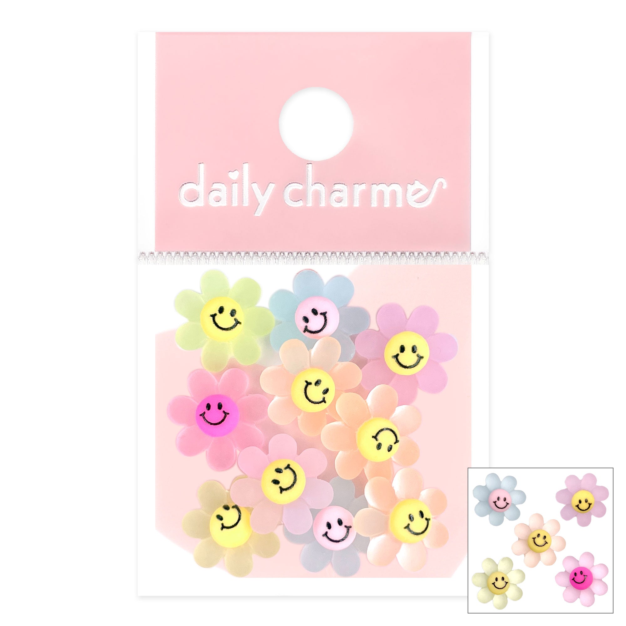 Kawaii Resin Cabochon Nail Decor Studs Pastel Jelly Smiley Daisy
