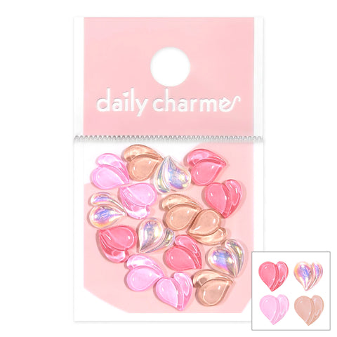Daily Charme Nail Art | Peach Heart Resin Cabochons Mix