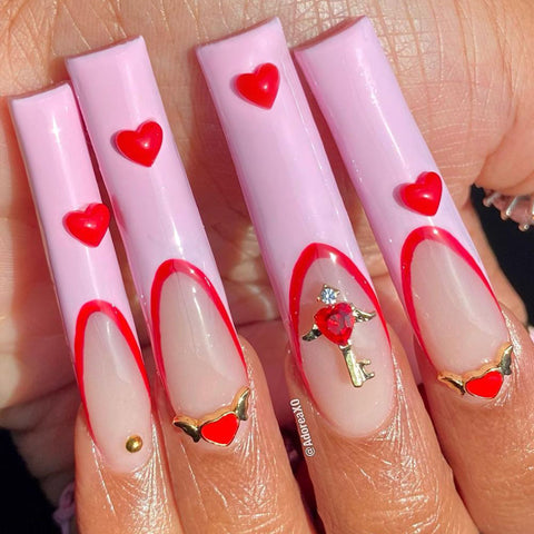 Daily Charme Nail Art | Lovely Heart Resin Cabochons Mix / Pink & Fuchsia
