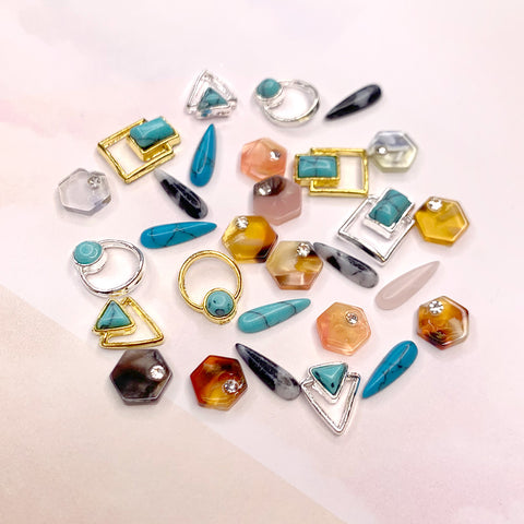 Nail Charms Set / Turquoise Frame