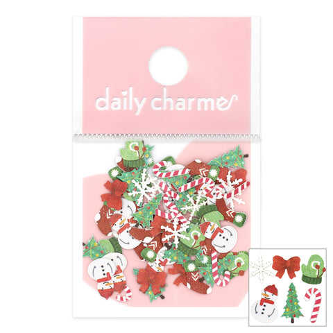 Holiday Soft Paper Glitter / Classy Christmas Tree Snowman Snowflake Bow Mitten Nail Art Design