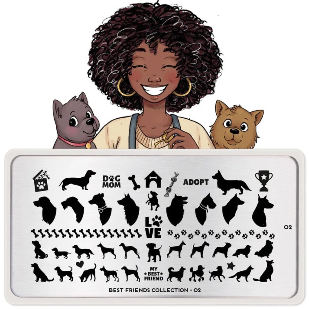 Daily Charme Nail Stamping Plate Moyou London Best Friends 02 - Dog Silhouettes 