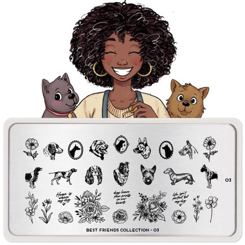 Daily Charme Nail Stamping Plate Moyou London Best Friends 03 - Dog Portraits