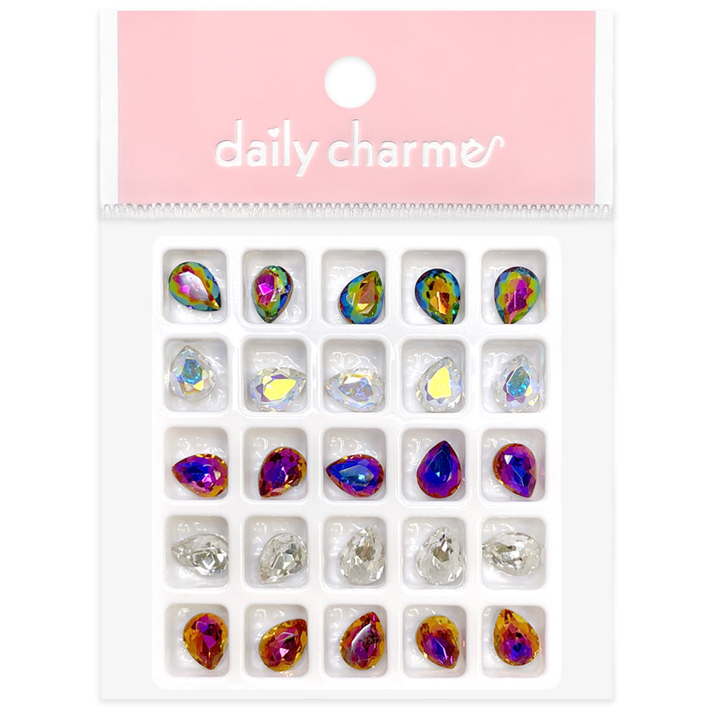 Charme Crystal Pear Pointed Back Mix Nail Art Decor