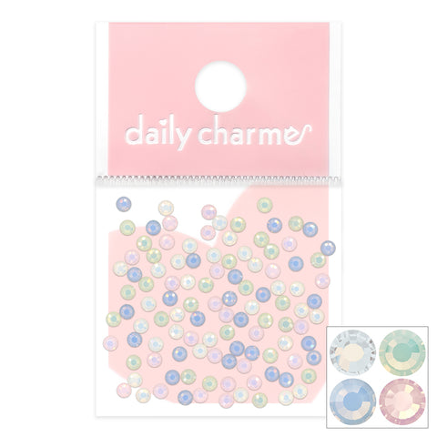 Charme Crystal Round Flatback Pastel Opal Mix Rainbow Nail Art Pink Blue Green White